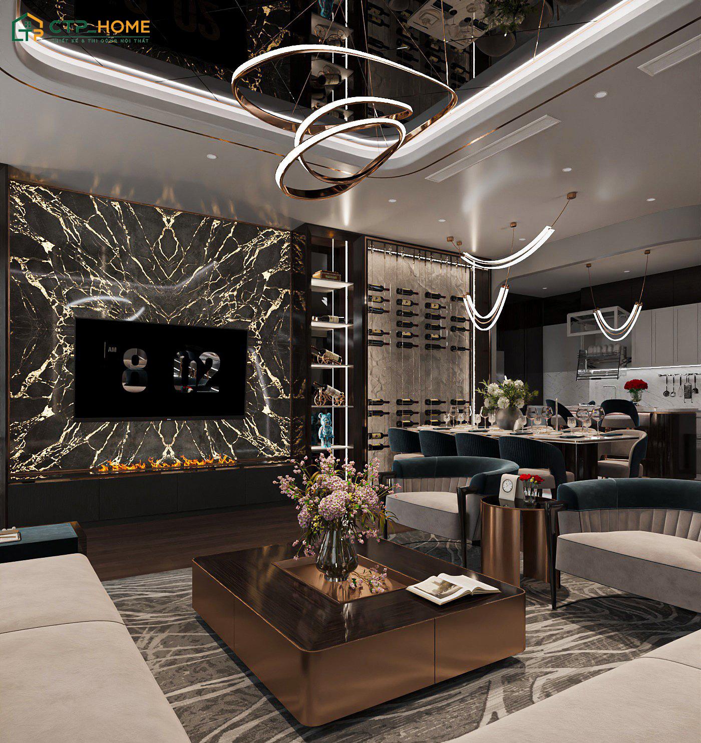 Mẫu thiết kế nội thất căn hộ chung cư 90m2 Luxury sẽ phù hợp với những gia chủ yêu thích sự bề thế