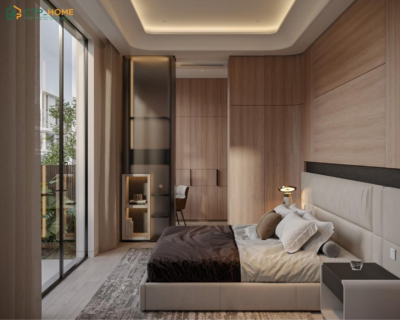 Mẫu phòng ngủ Scandinavian sẽ kết hợp chất liệu gỗ và tone màu trung tính để tạo cảm giác thoải mái hơn