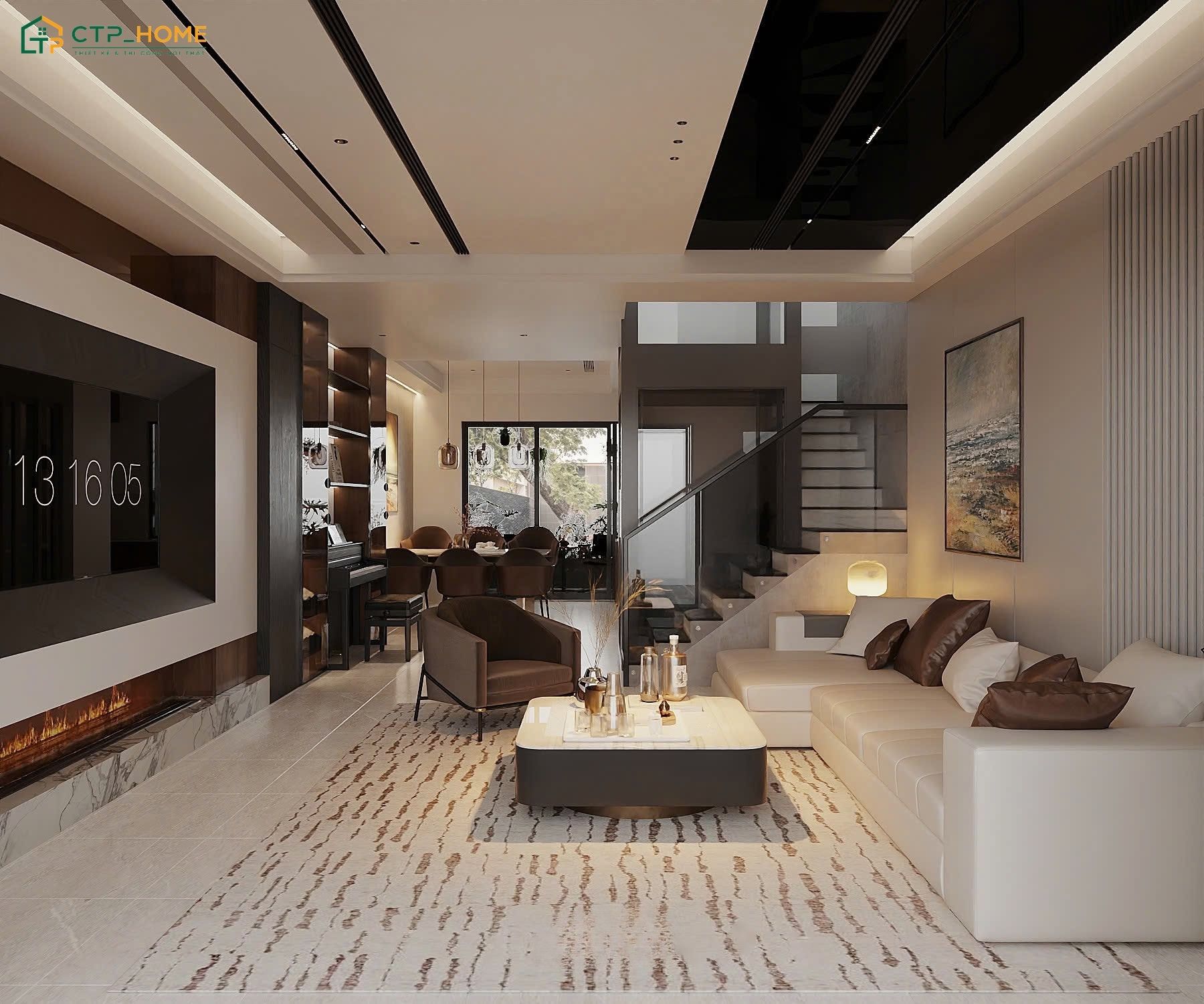 Mẫu thiết kế nội thất nhà phố 4 tầng phong cách tối giản thường sử dụng gam màu nhẹ nhàng làm chủ đạo
