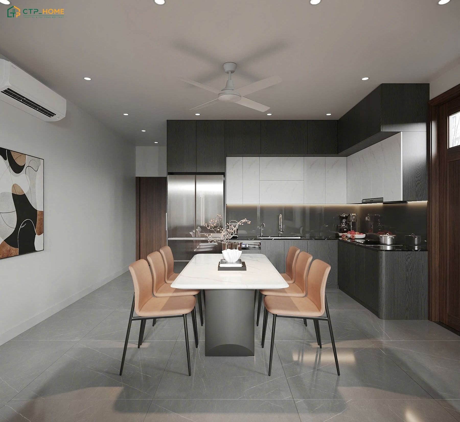 Chất liệu nội thất phòng bếp nhà ống đẹp 4m nên được cân nhắc dựa trên độ bền, khả năng chống ẩm