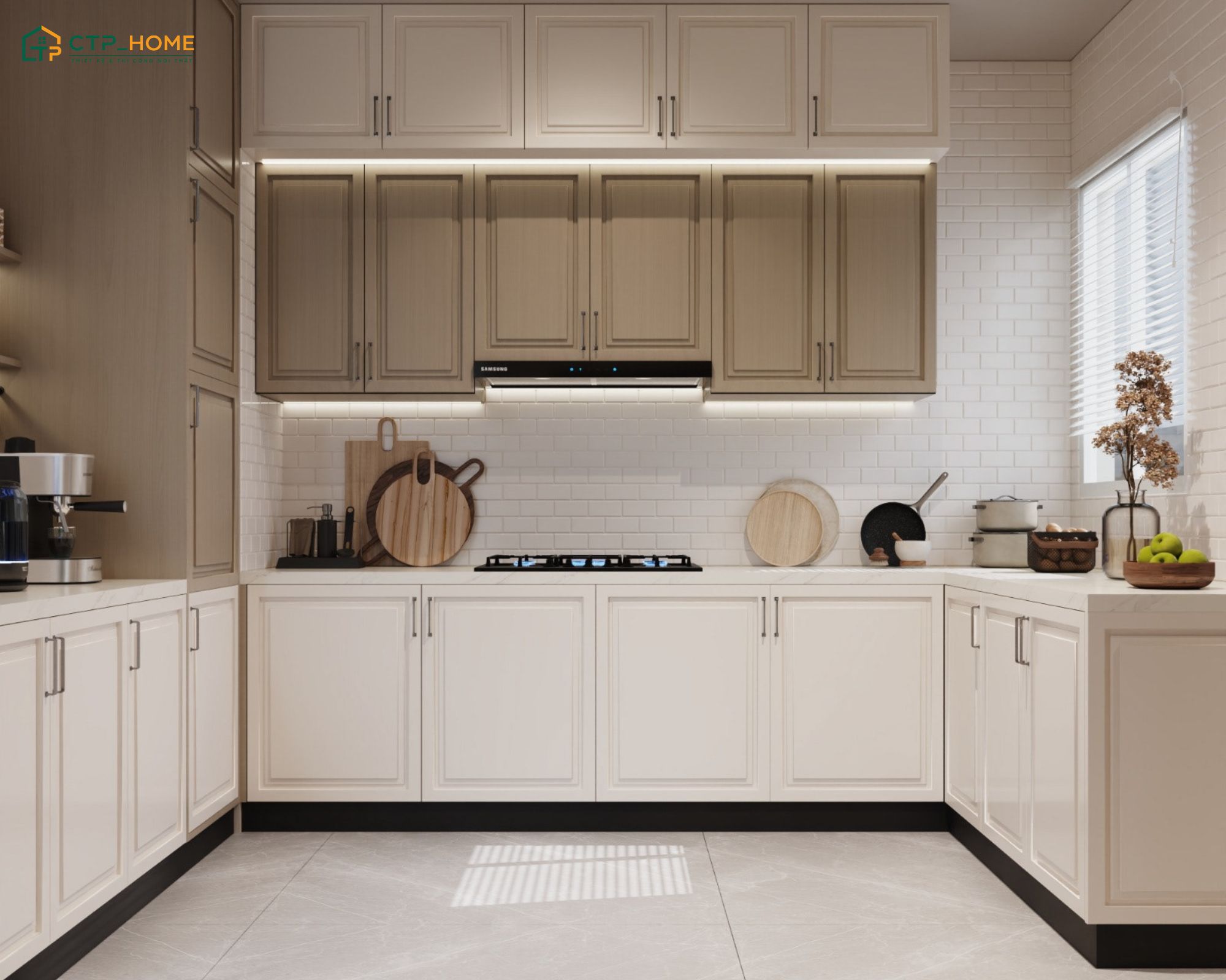 Việc bố trí nội thất thông minh sẽ giúp tối ưu diện tích và đảm bảo việc nấu nướng thuận tiện hơn