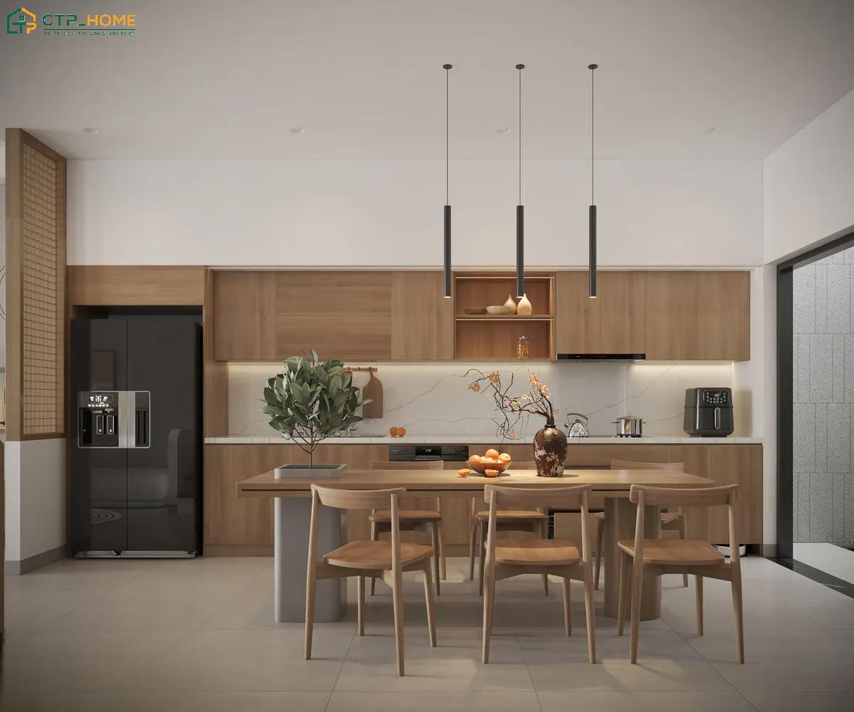 Sử dụng đồ nội thất tinh gọn giúp phòng bếp giữ được sự thông thoáng mà vẫn đảm bảo đầy đủ tiện nghi