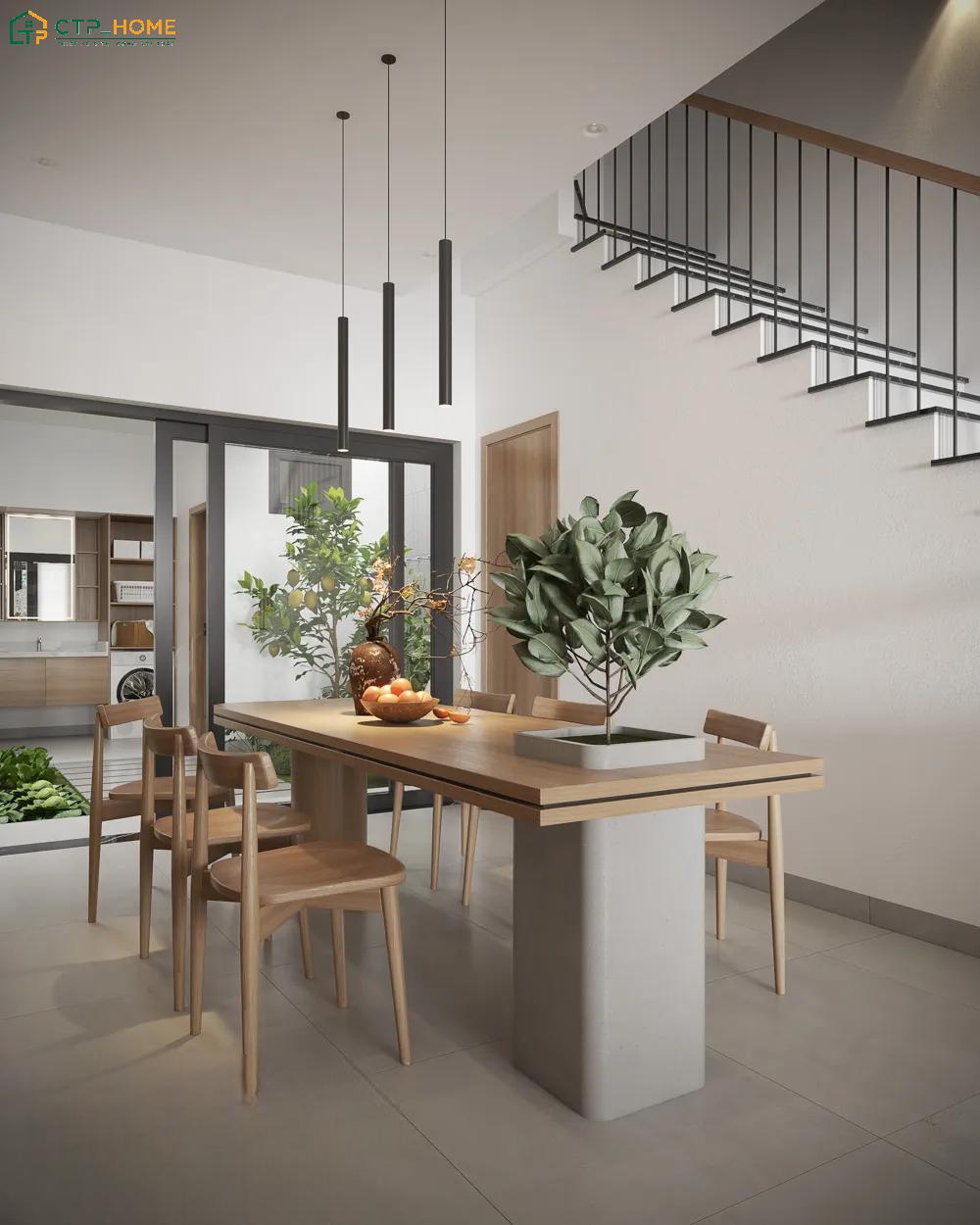 Khu vực phòng bếp sẽ được kết nối trực tiếp với sân sau thông qua cửa kính lớn để gia tăng sự thông thoáng