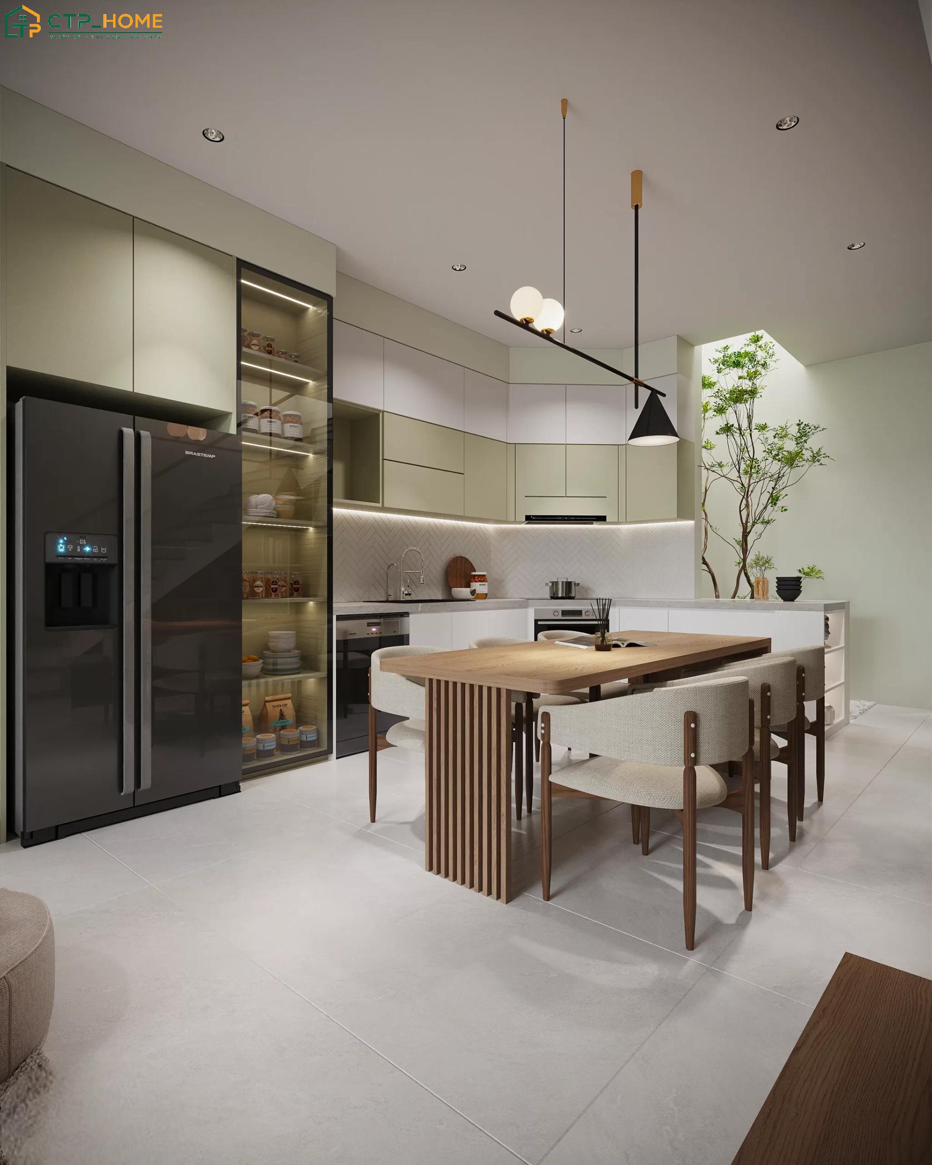 Sử dụng tủ âm tường kịch trần giúp gia tăng không gian lưu trữ mà vẫn đảm bảo sự gọn gàng