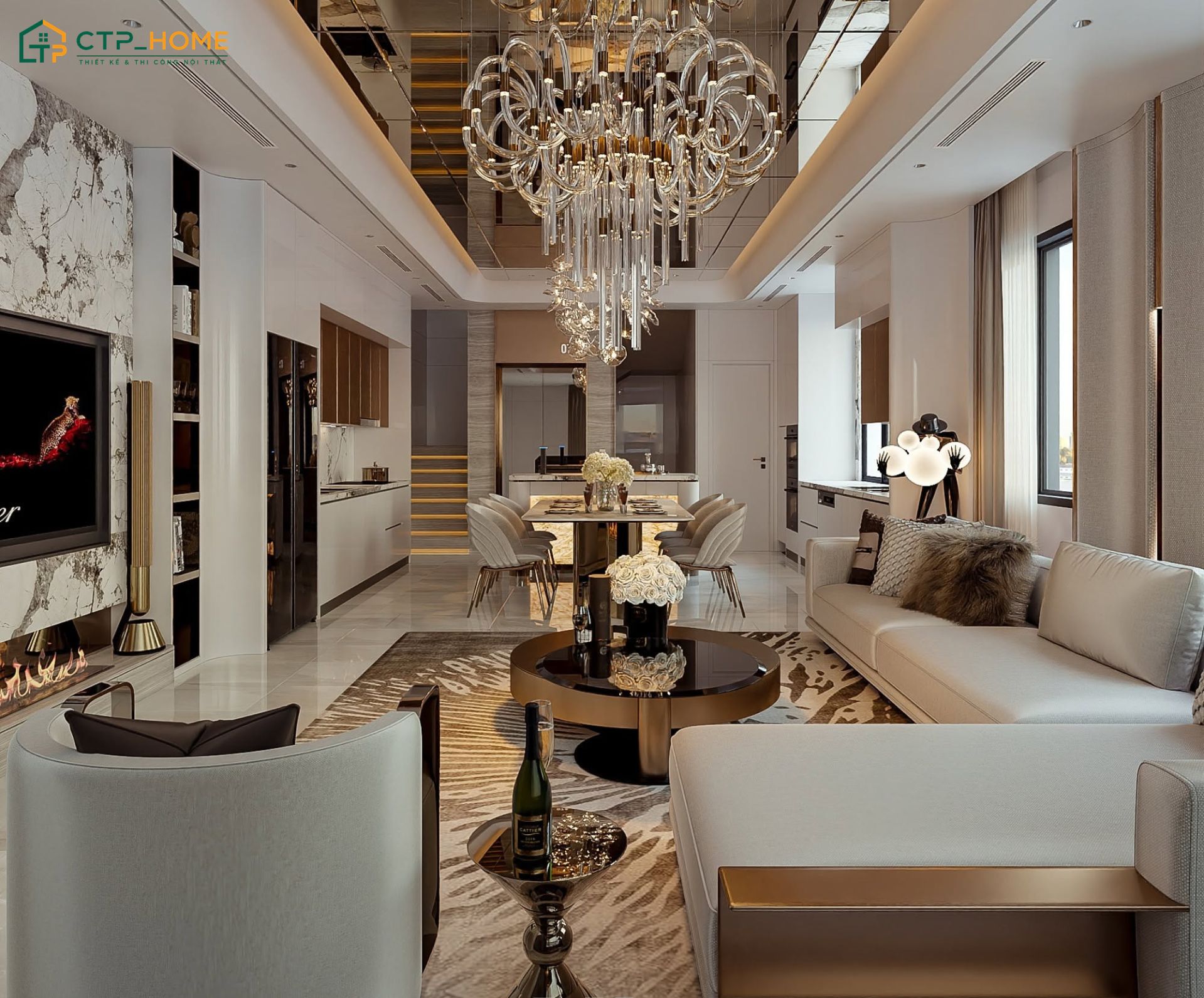 125+ Mẫu thiết kế phòng khách liền bếp 25m2 đẹp, sang trọng và tiện nghi