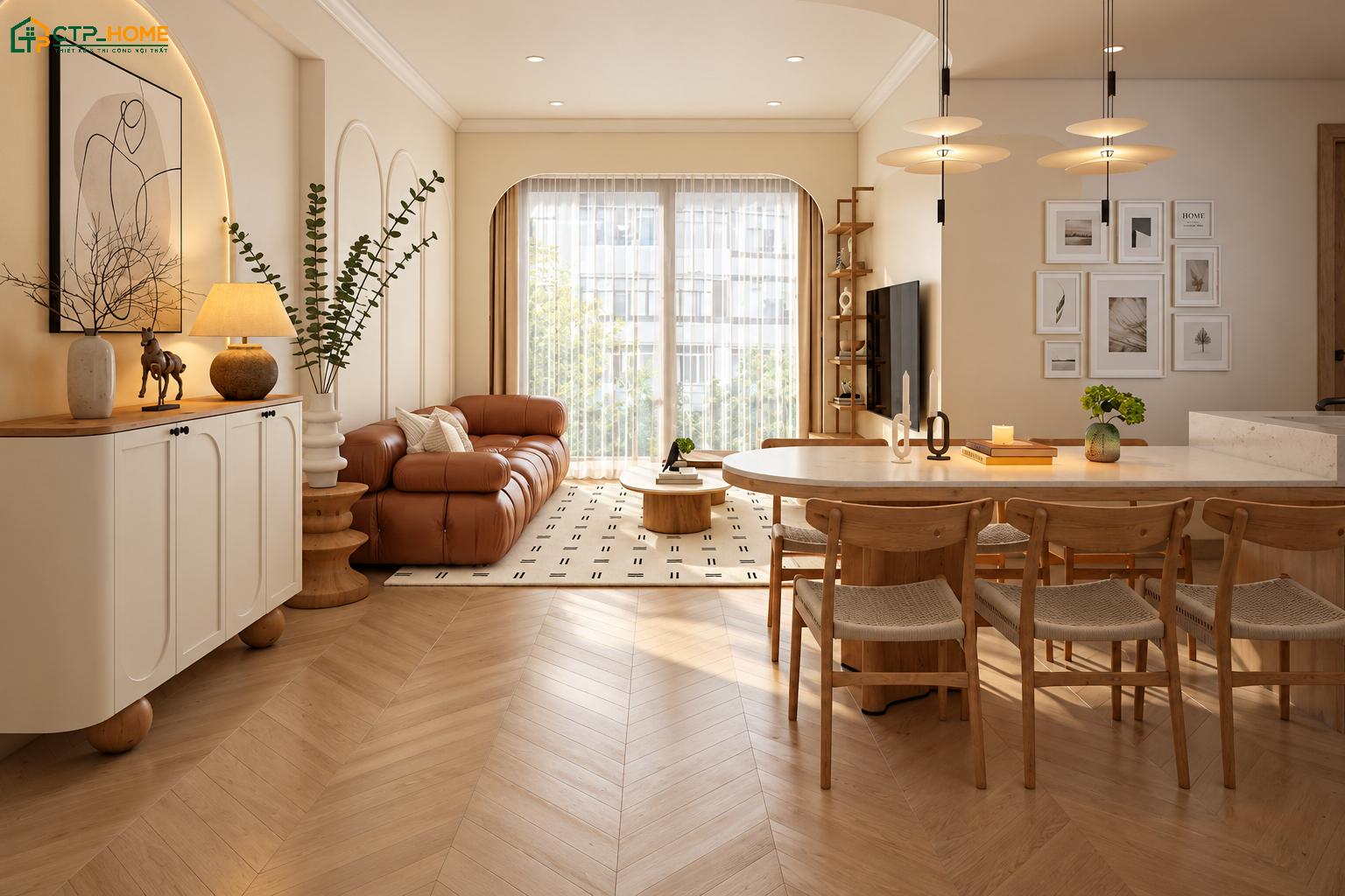 CTP Home là đơn vị chuyên thiết kế phòng khách liền phòng bếp 30m2 uy tín và chất lượng