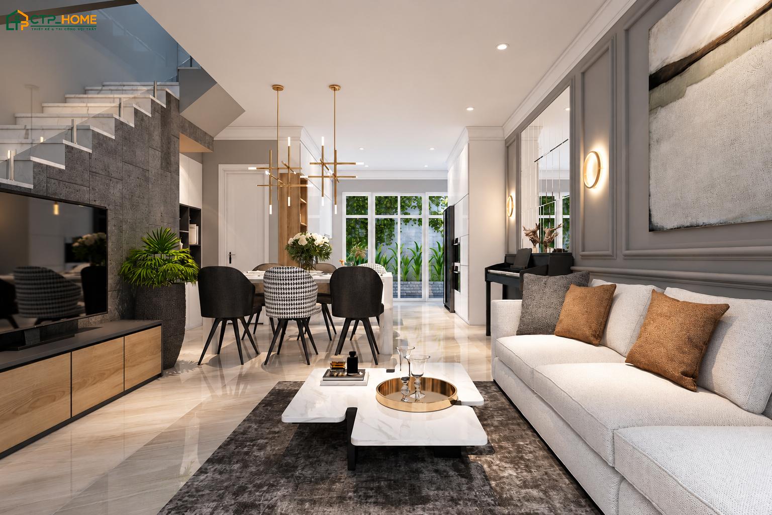 Lựa chọn phong cách thiết kế phòng khách liền phòng bếp 30m2 phù hợp giúp đảm bảo sự hài hòa
