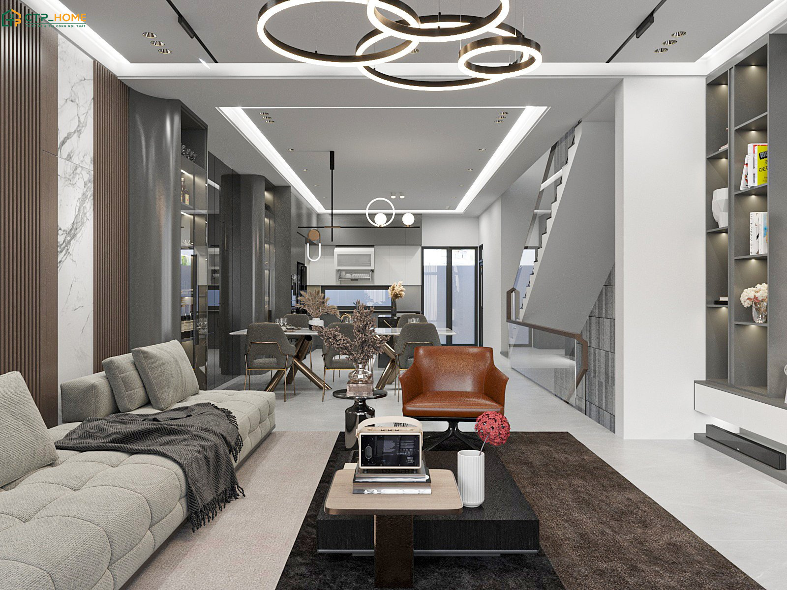 CTP Home là đơn vị thiết kế phòng khách liền thông phòng bếp 40m2 uy tín và chuyên nghiệp