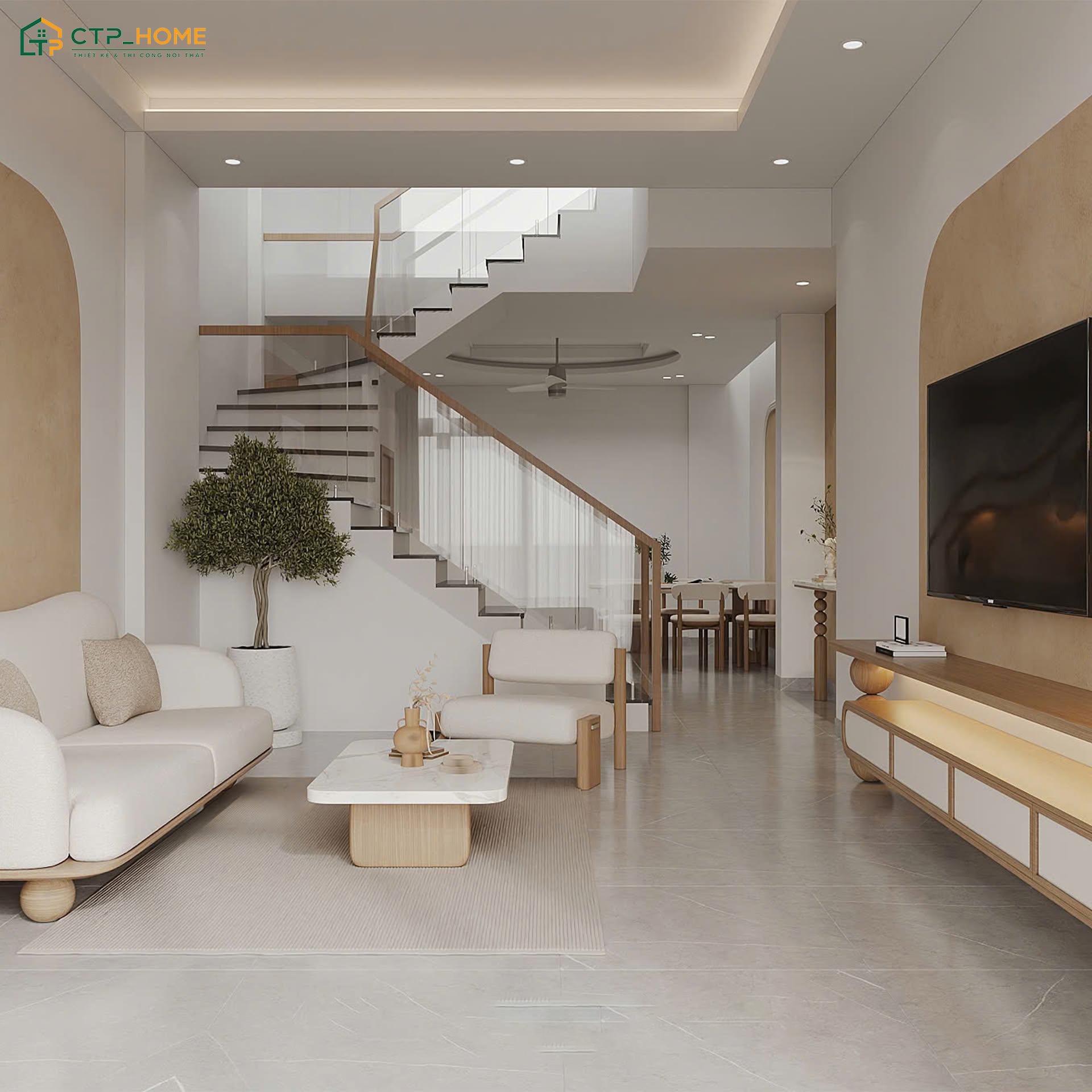 CTP Home là đơn vị thiết kế phòng khách nhà ống 5m có cầu thang uy tín trên thị trường hiện nay