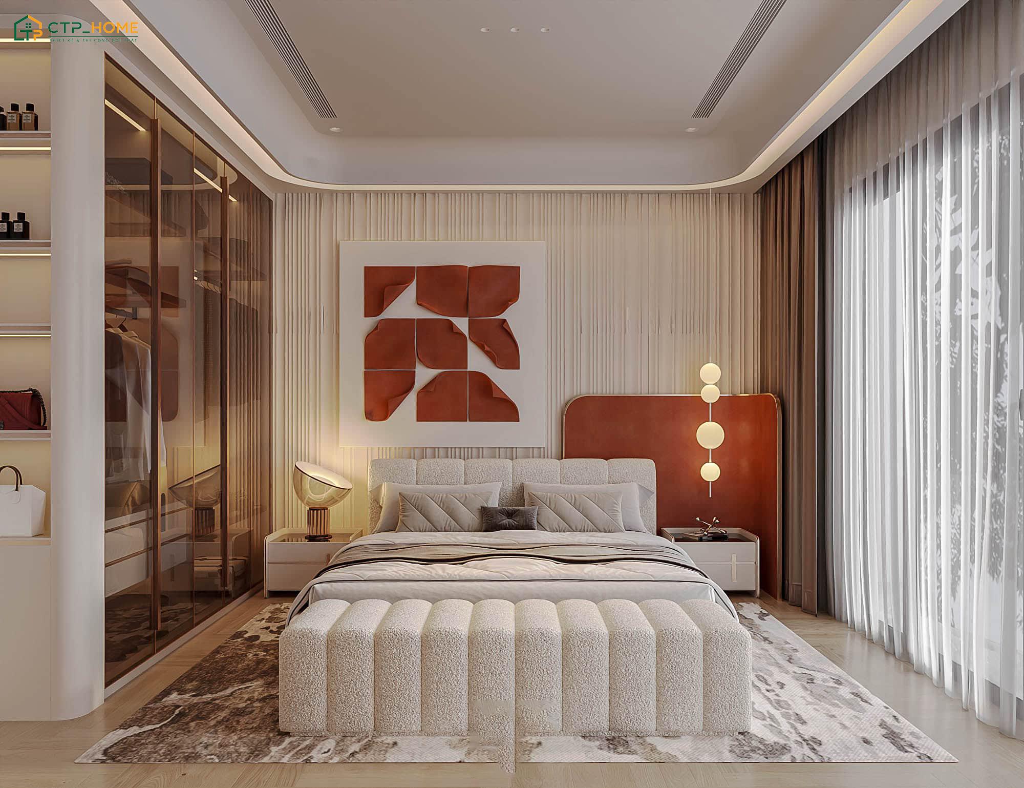 Mẫu thiết kế phòng ngủ màu đỏ kết hợp trắng sẽ mang đến vẻ đẹp trẻ trung và năng động