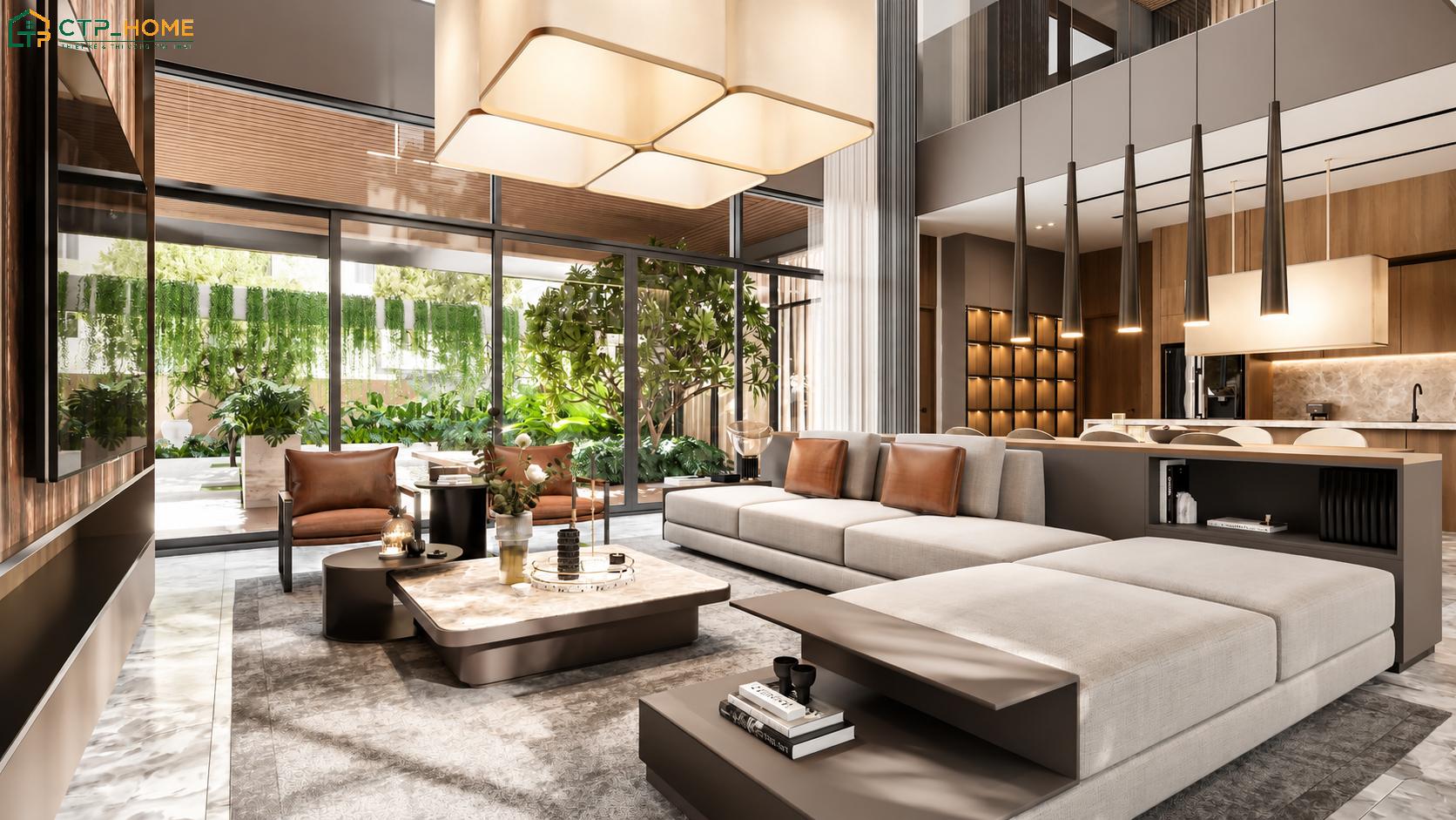 Mẫu thiết kế thi công nội thất biệt thự nhà vườn ghi dấu với quy mô bề thế và đồ nội thất được bố trí khoa học