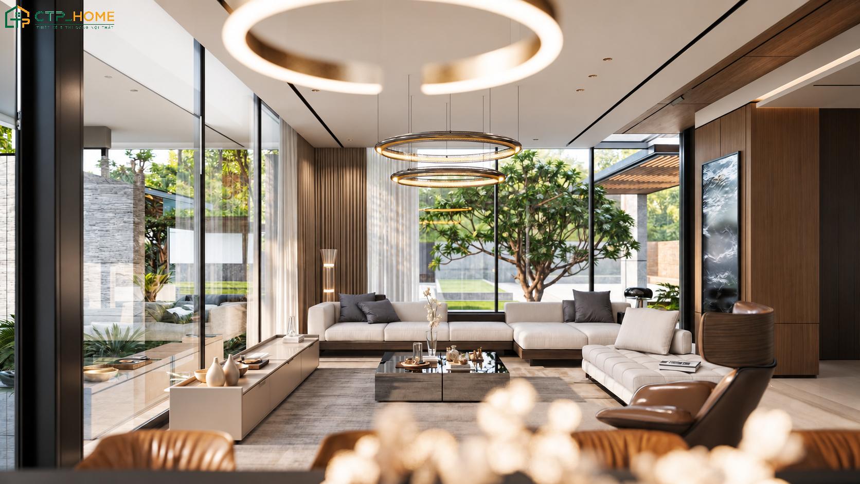 Việc sử dụng các món đồ nội thất cao cấp sẽ giúp mẫu thiết kế nội thất biệt thự sân vườn trở nên ấn tượng hơn