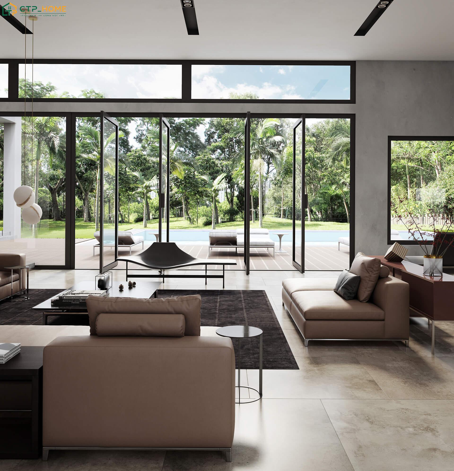 Thiết kế nội thất biệt thự nhà vườn theo xu hướng mở giúp gia tăng sự kết nối với không gian xung quanh