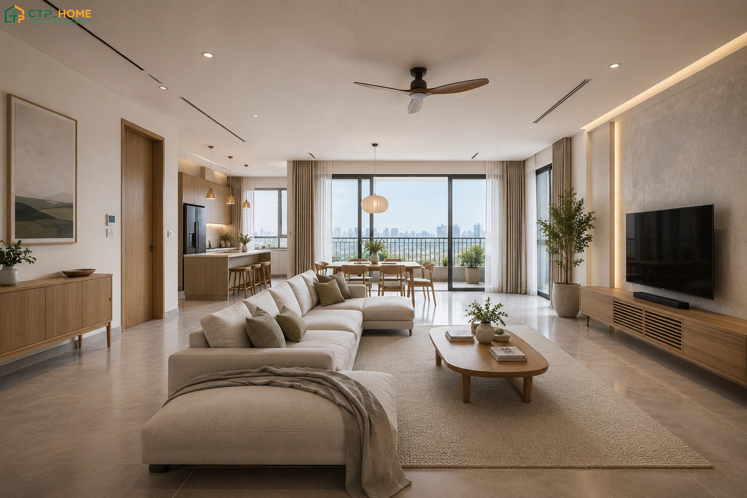 Sự kết hợp giữa màu sắc nhã nhặn cùng nội thất đơn giản sẽ tạo nên một căn phòng khách nhẹ nhàng