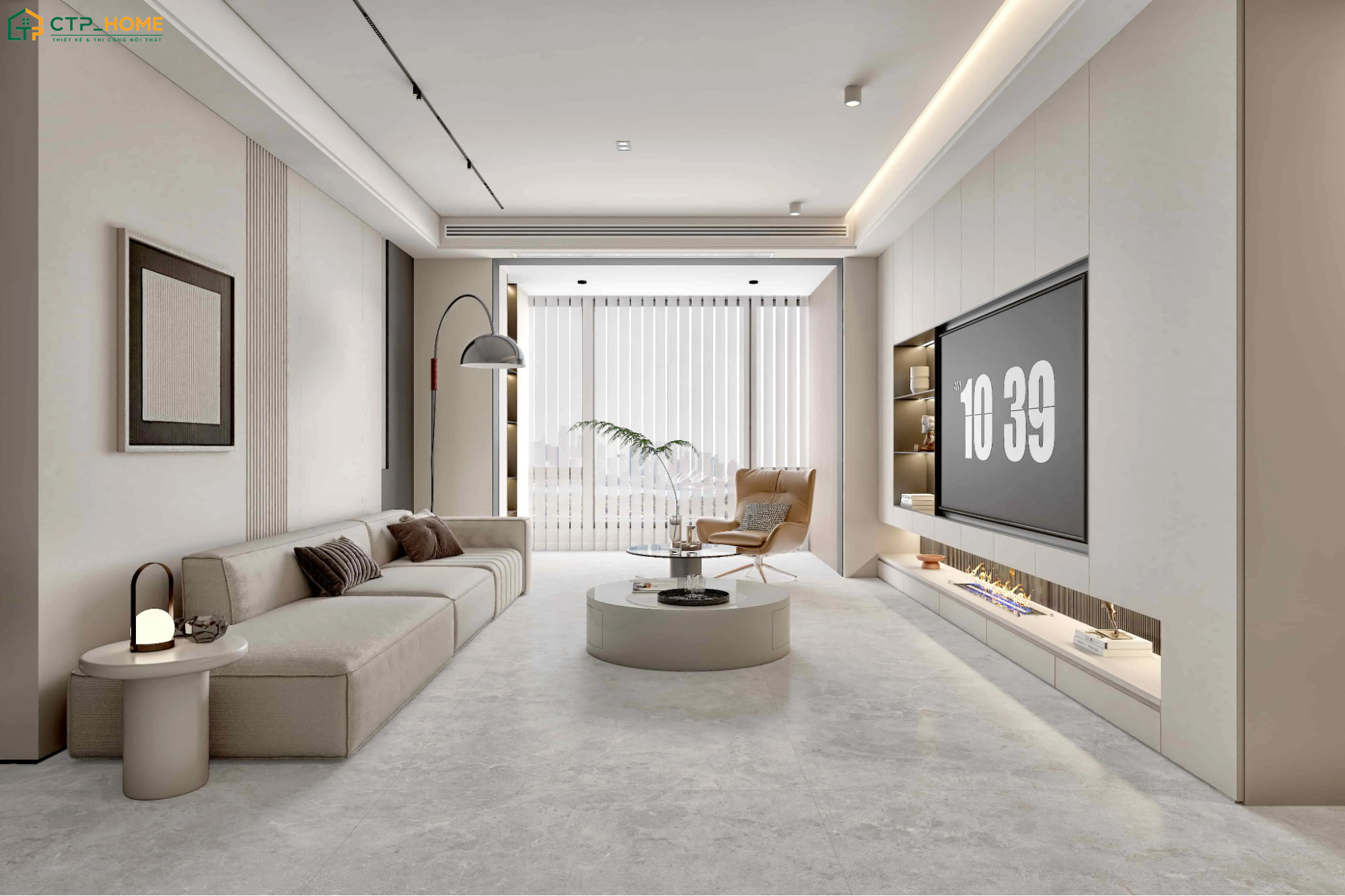 Phòng khách tối giản 25m2 sẽ ưu tiên những gam màu sáng cùng các món đồ có thiết kế đơn giản