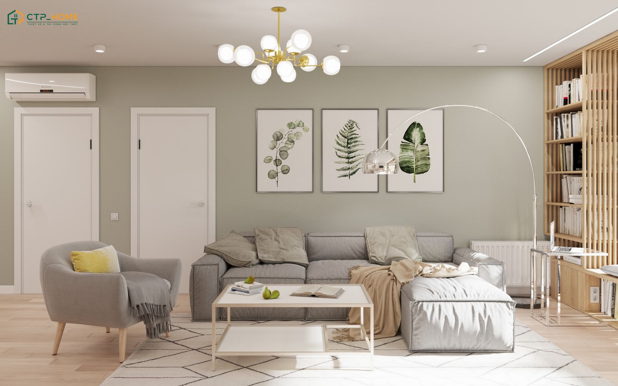 Mẫu phòng khách 30m2 phong cách Bắc Âu sẽ sử dụng đồ nội thất đơn giản cùng các chi tiết trang trí tinh tế