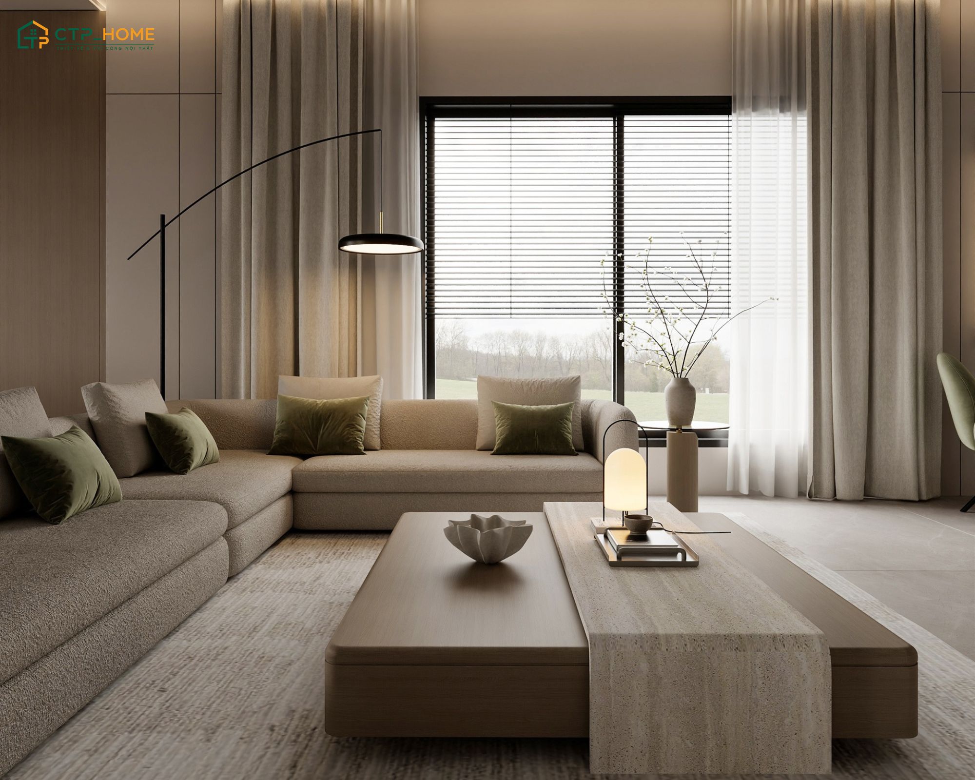 Thiết kế phòng khách 30m2 với chất liệu phù hợp giúp nâng cao giá trị thẩm mỹ và tối ưu công năng sử dụng