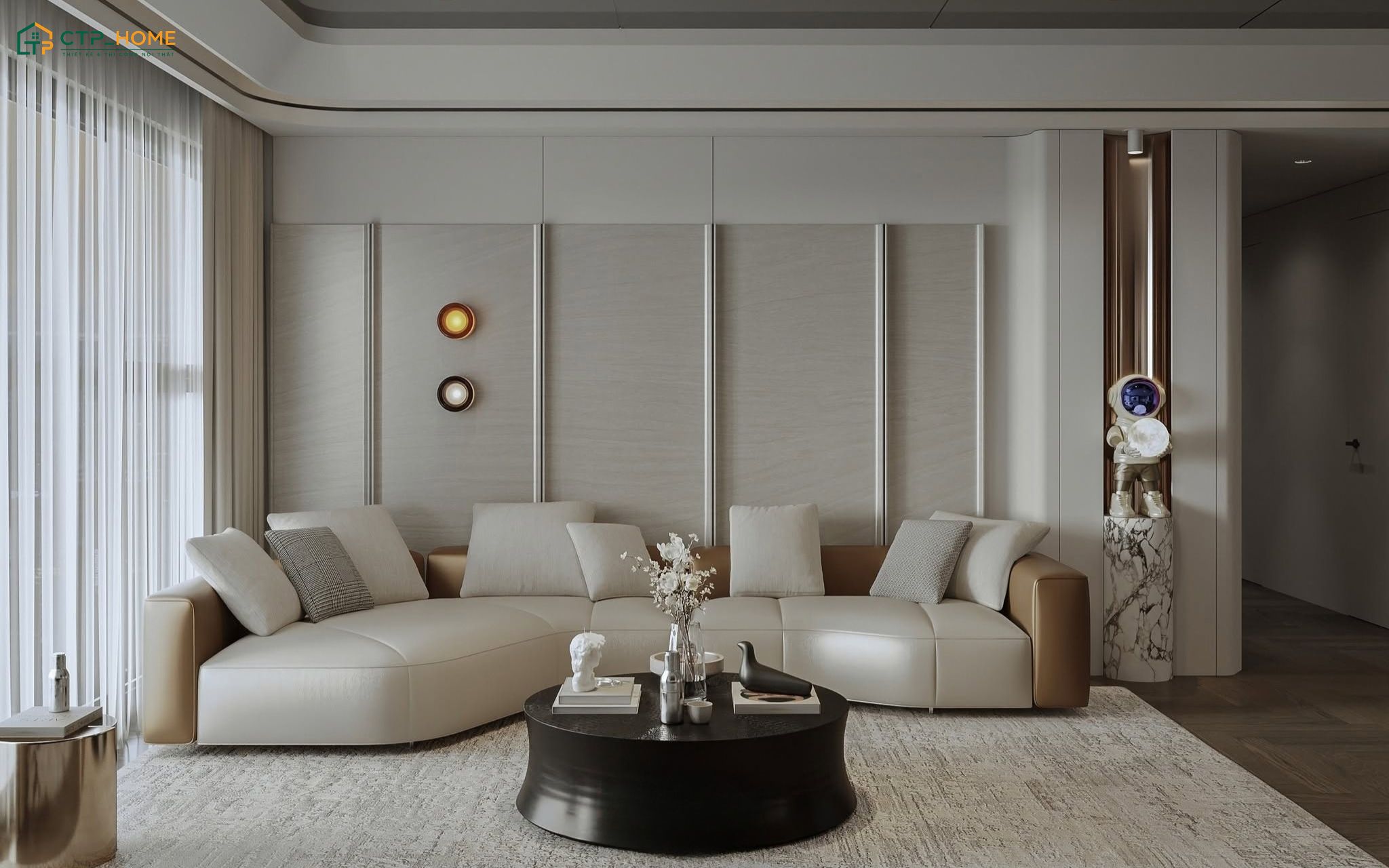 Mẫu thiết kế nội thất phòng khách 30m2 với cách bố trí đơn giản tập trung chủ yếu vào nhu cầu sử dụng hàng ngày