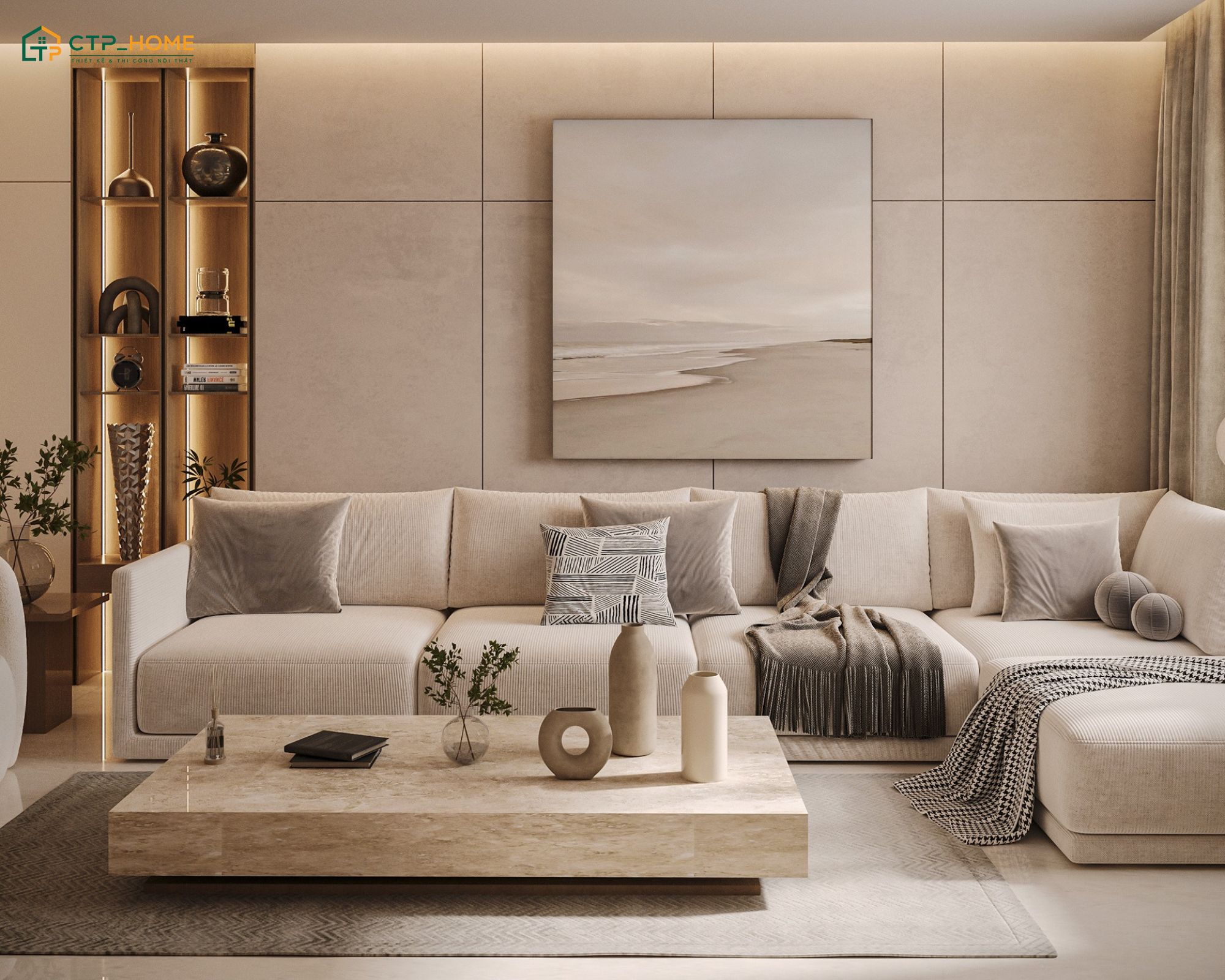 Mẫu thiết kế nội thất phòng khách 30m2 phong cách Bắc Âu ấm áp với cách phối màu nhẹ nhàng, thanh lịch