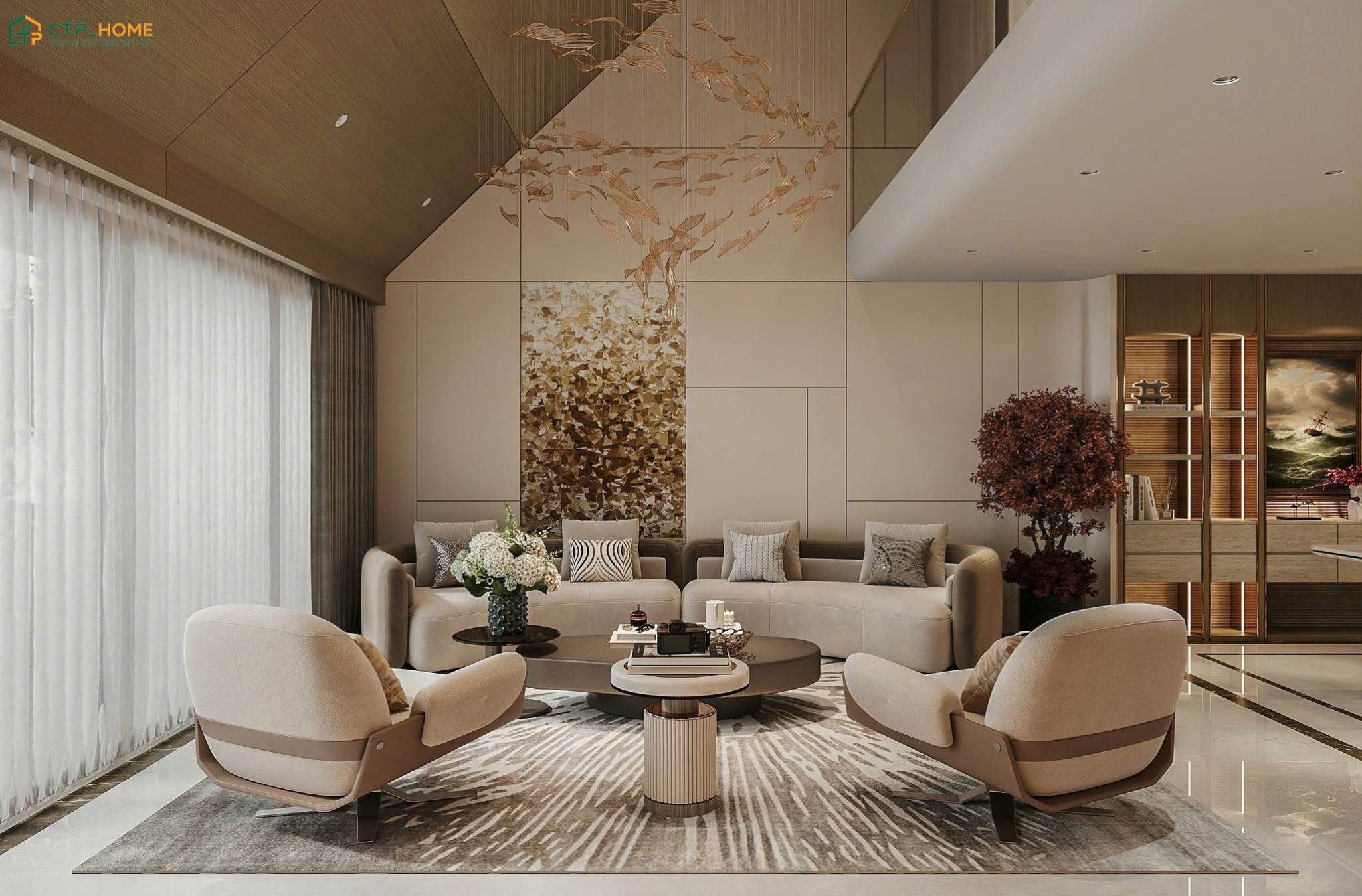 30+ Mẫu thiết kế phòng khách 40m2 đẹp, sang trọng và tiện nghi