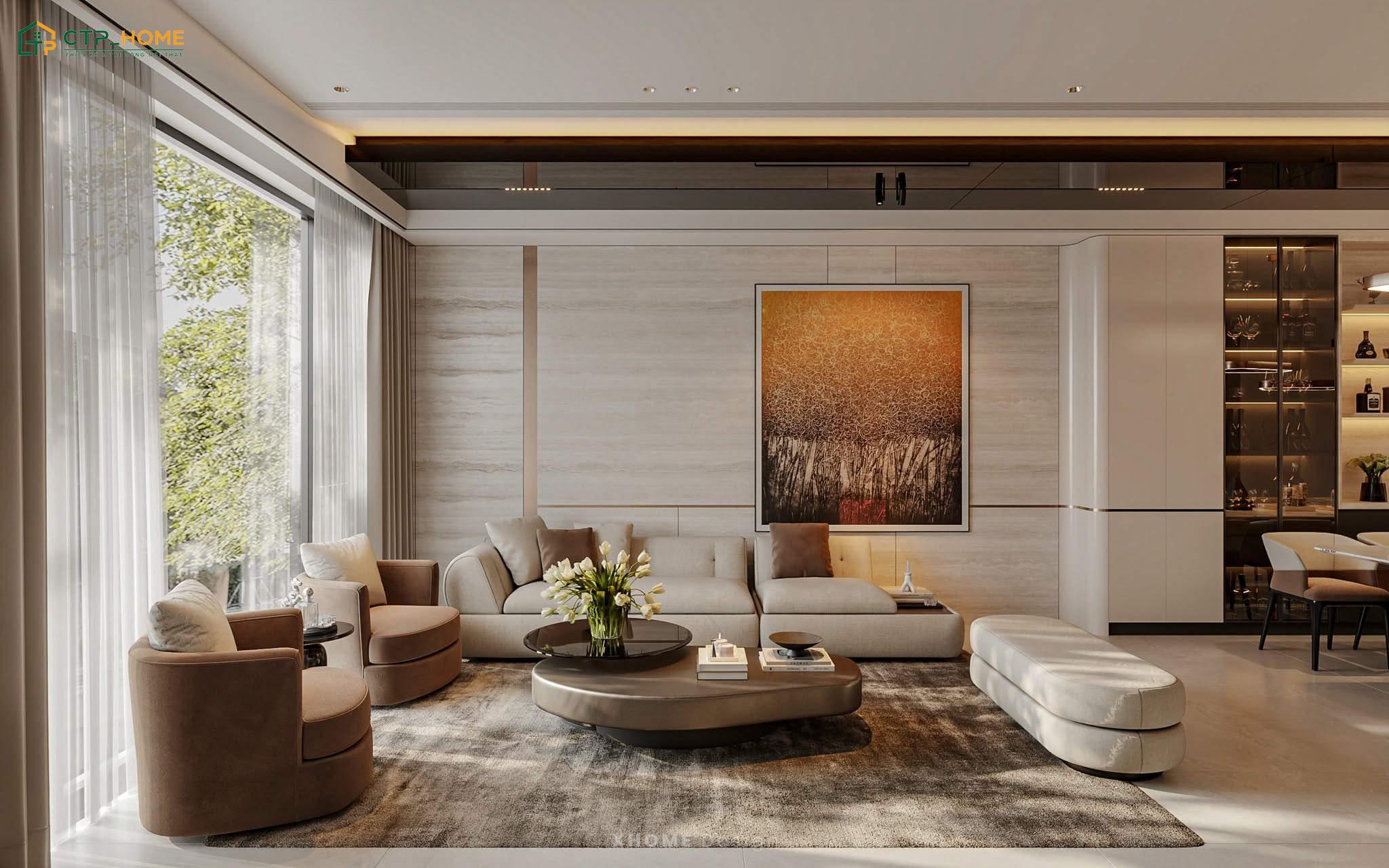 Nội thất trong phòng khách 40m2 cần được lựa chọn với kích thước phù hợp và bố trí khoa học