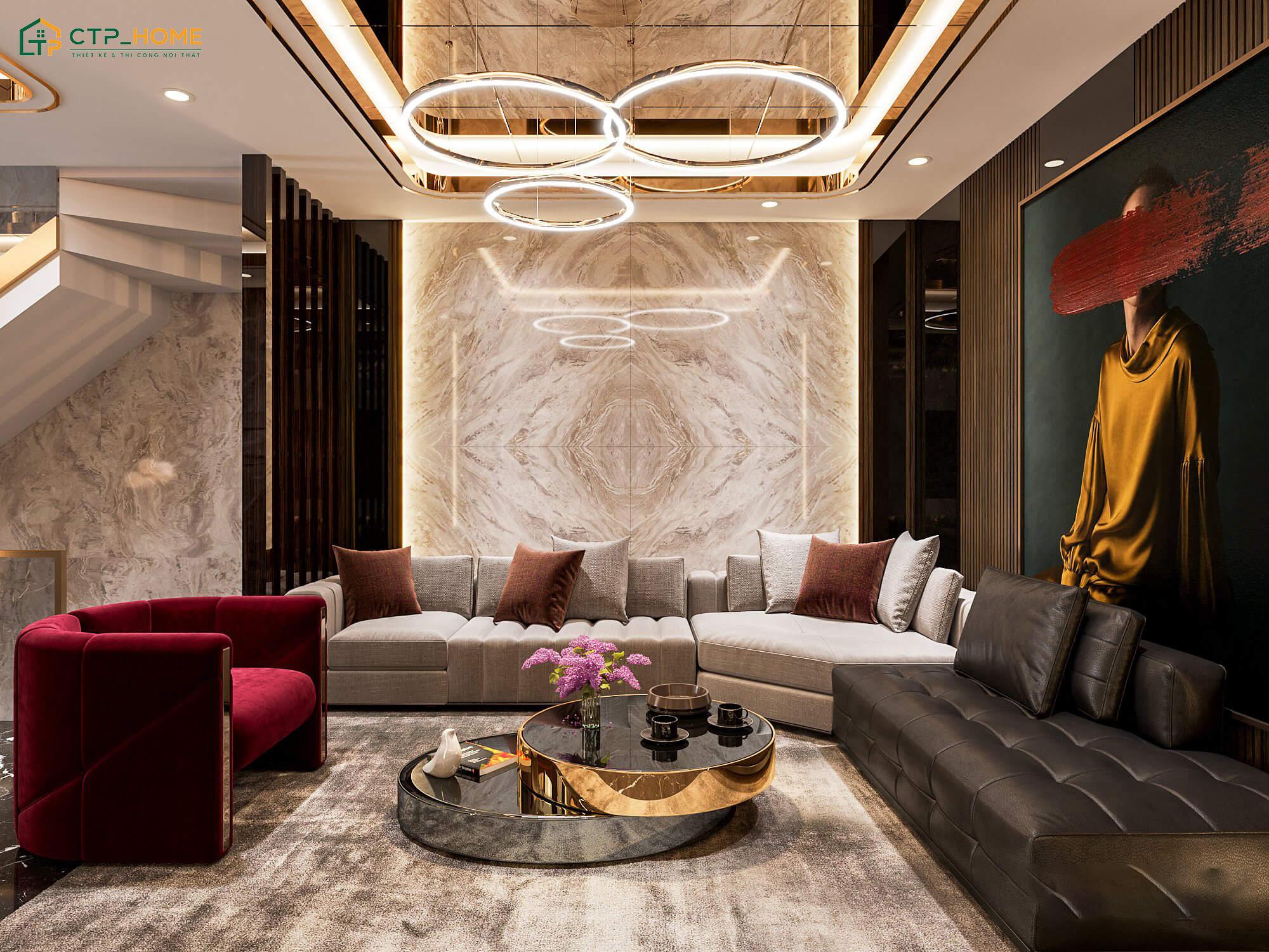 Chất liệu nội thất đặc trưng của phong cách Luxury thường bao gồm gỗ tự nhiên và kim loại mạ