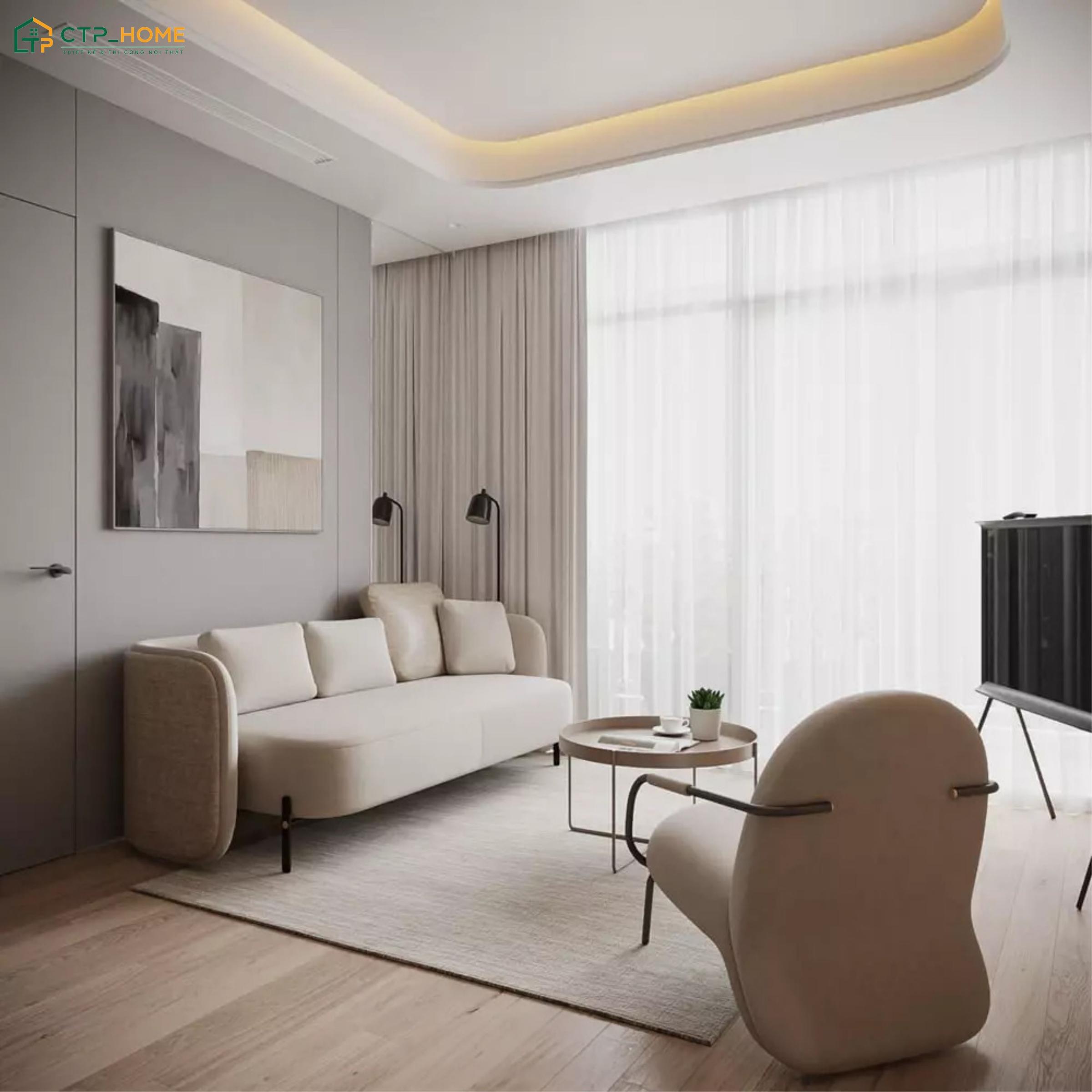 Lựa chọn hệ trần phẳng và đèn âm trần phù hợp để giúp phòng khách 10m2 trở nên thông thoáng hơn