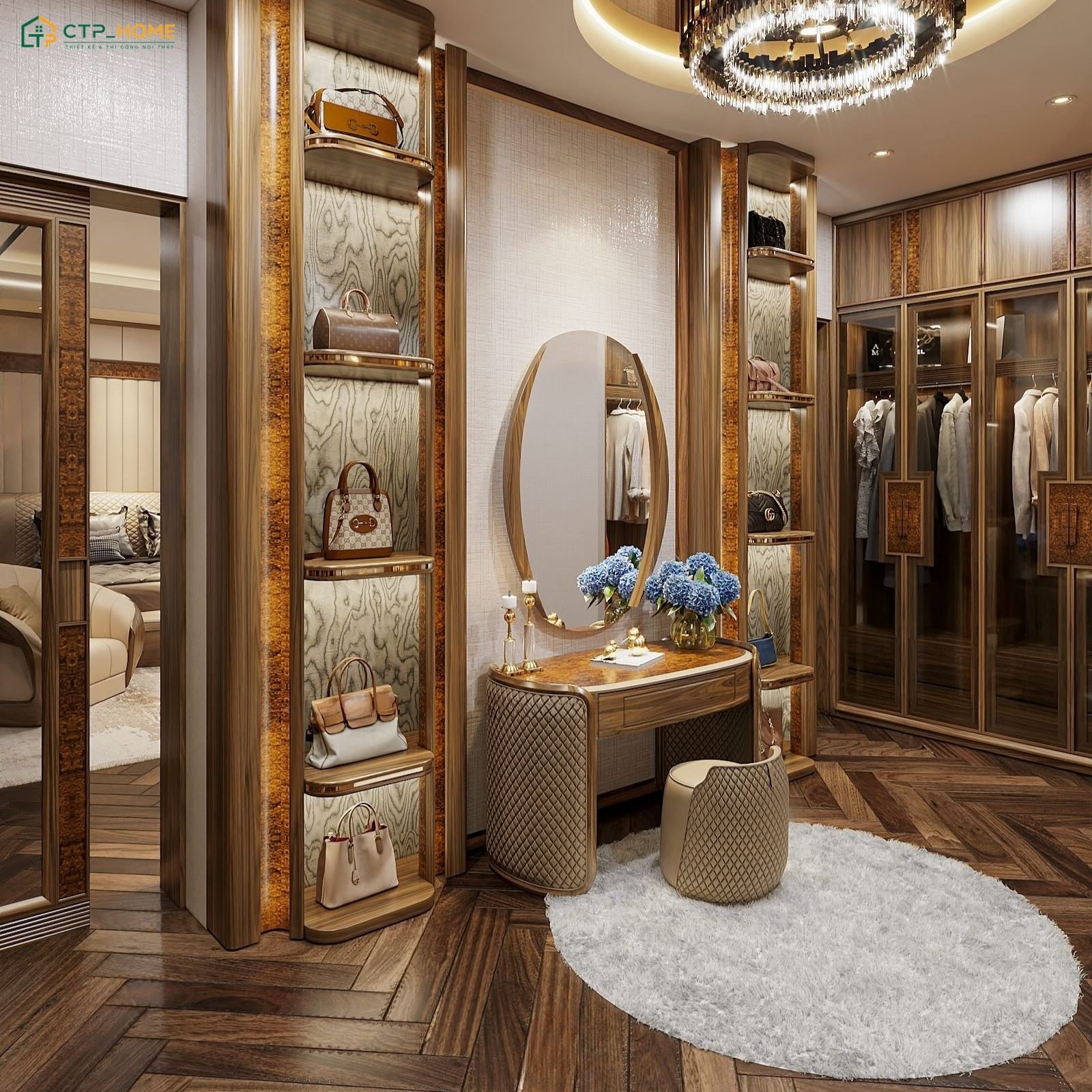 Mẫu thiết kế phòng thay đồ nhỏ gọn cho phái đẹp sẽ ưu tiên những gam màu nhẹ nhàng làm chủ đạo