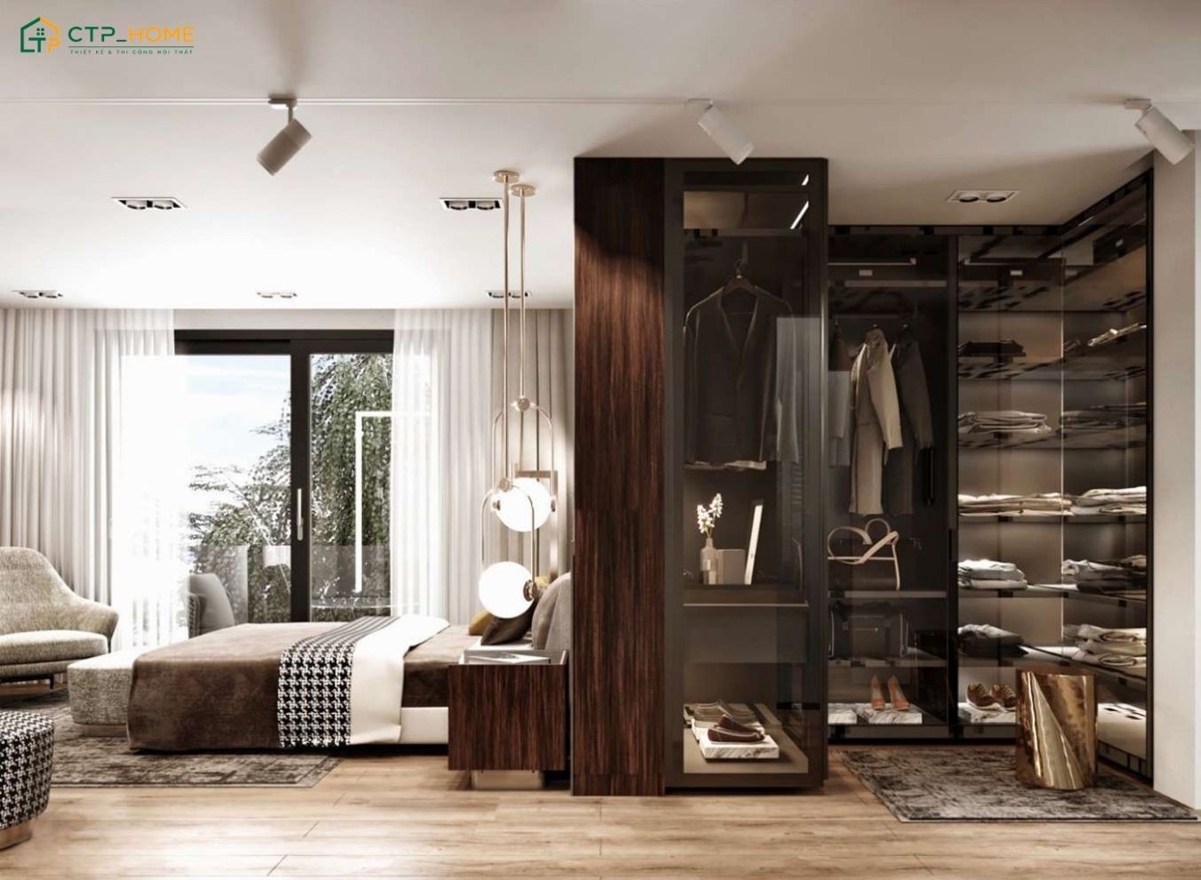 Thiết kế phòng thay đồ trong phòng ngủ sẽ giúp tối ưu diện tích và tạo sự thuận tiện trong sinh hoạt
