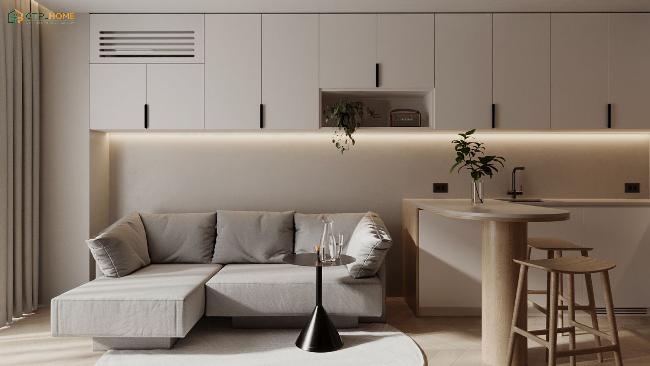 Thiết kế phòng khách nhỏ 15m2 theo không gian mở giúp tạo cảm giác rộng thoáng hơn